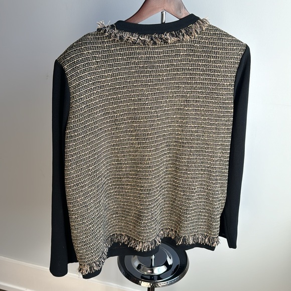 Ming Wang XL Eyelash-Trim Tweed Knit Sweater Jacket - Picture 9 of 10